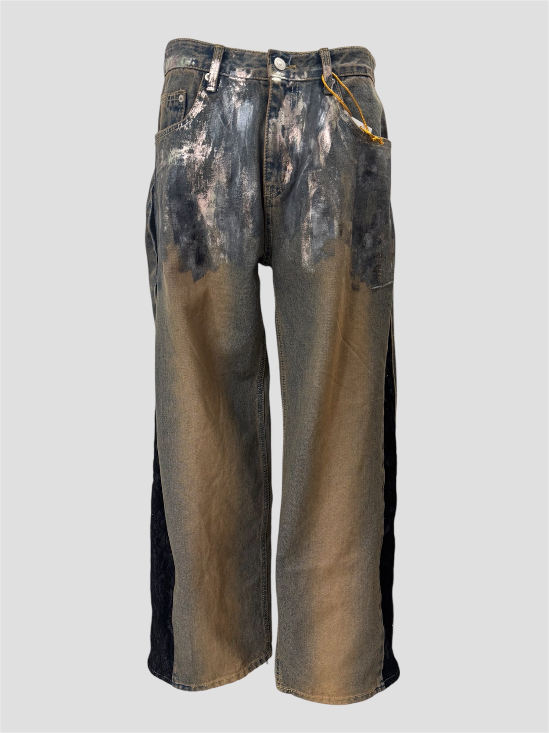 Foil stamping denim pants(Blue Brown) – MARCUS COVINGTON ONLINE STORE