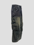 Panelled denim Skirt（Black Blue）