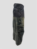 Panelled denim Skirt（Black Blue）