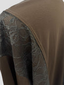 Seam lace mix over size T-shirt(Coffee)