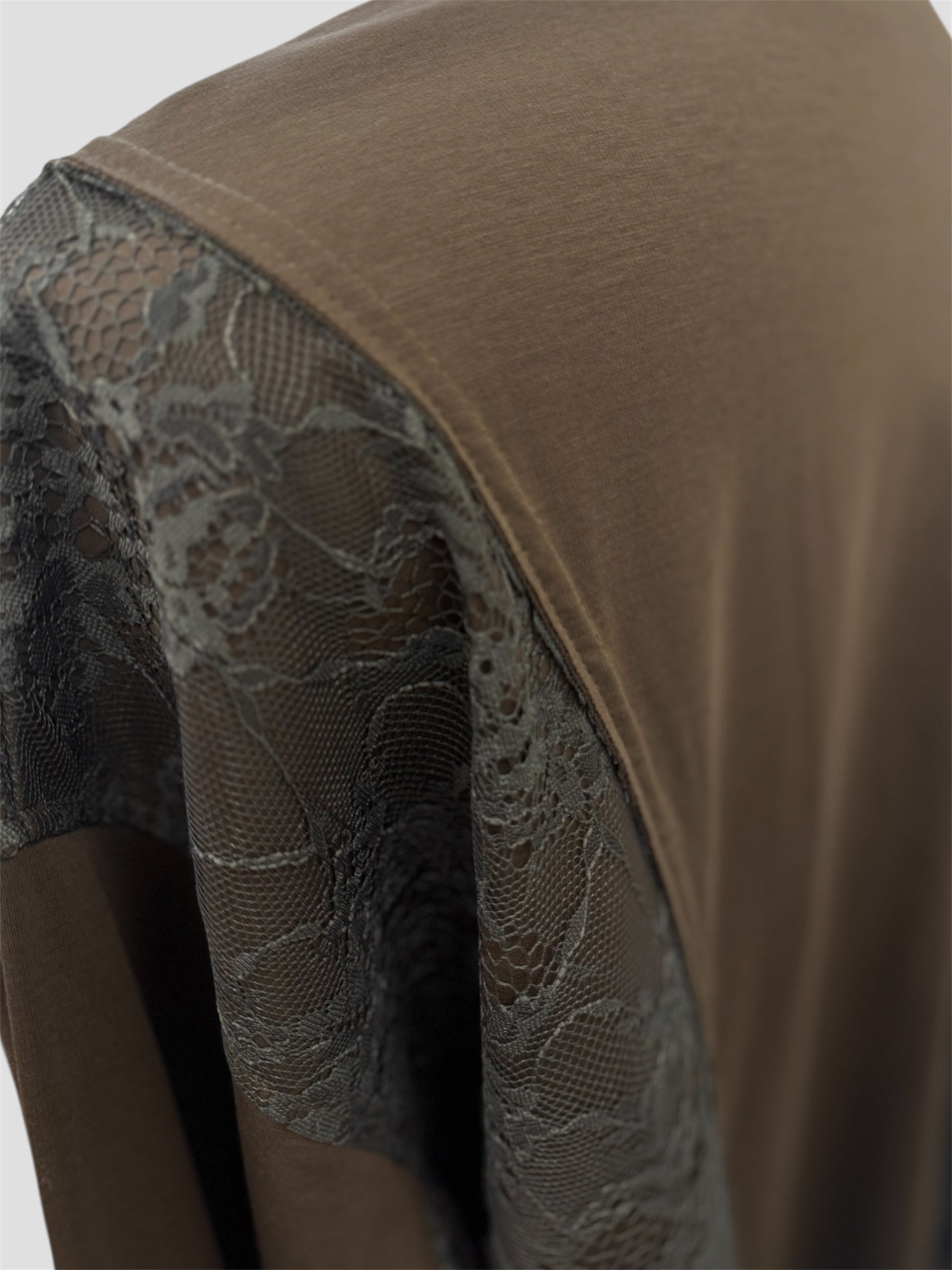 Seam lace mix over size T-shirt(Coffee)