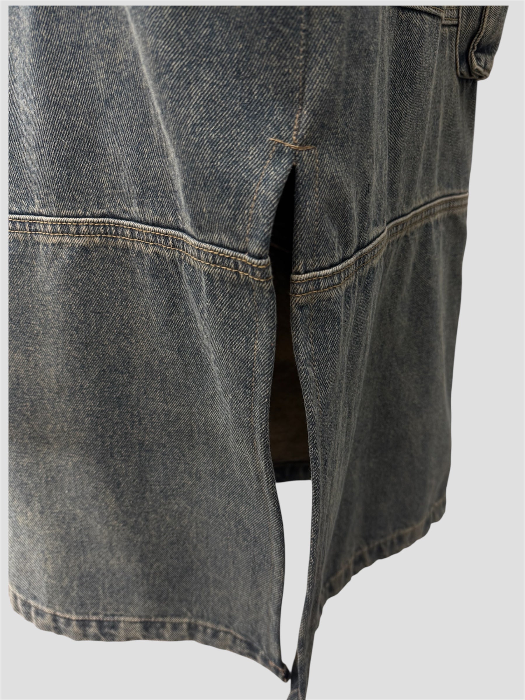 Panelled denim Skirt（Black Blue）