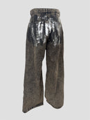 Foil stamping denim pants（Black Brown）