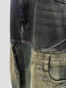 Panelled denim Skirt（Black Blue）
