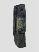 Panelled denim Skirt（Black Blue）