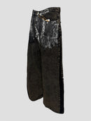 Foil stamping denim pants（Black Brown）