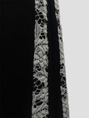 Line lace wide sweat pants(Black)