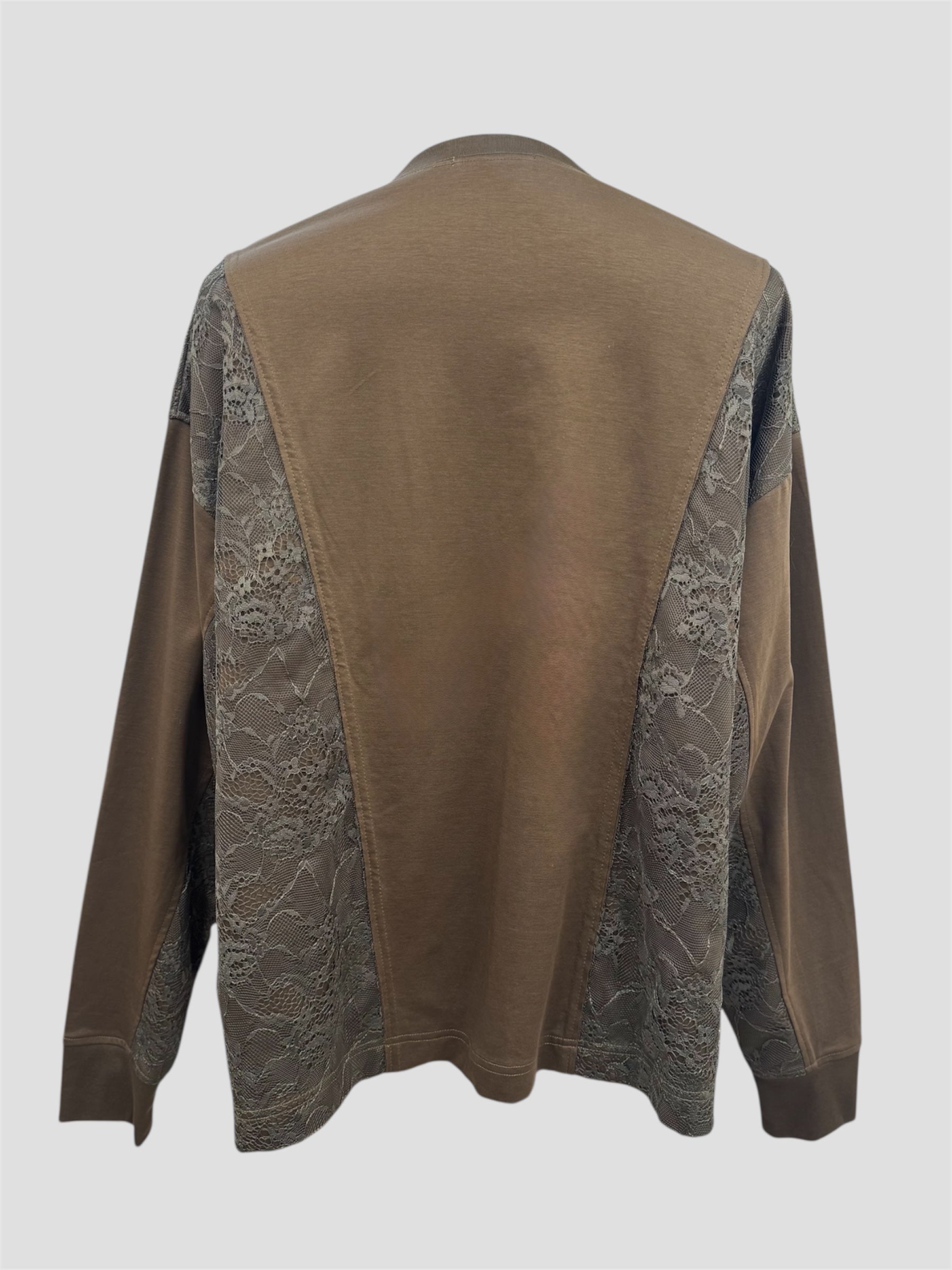 Seam lace mix over size T-shirt(Coffee)