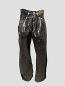 Foil stamping denim pants（Black Brown）