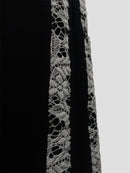 Line lace wide sweat pants(Black)