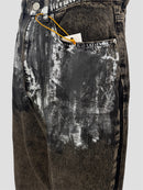 Foil stamping denim pants（Black Brown）