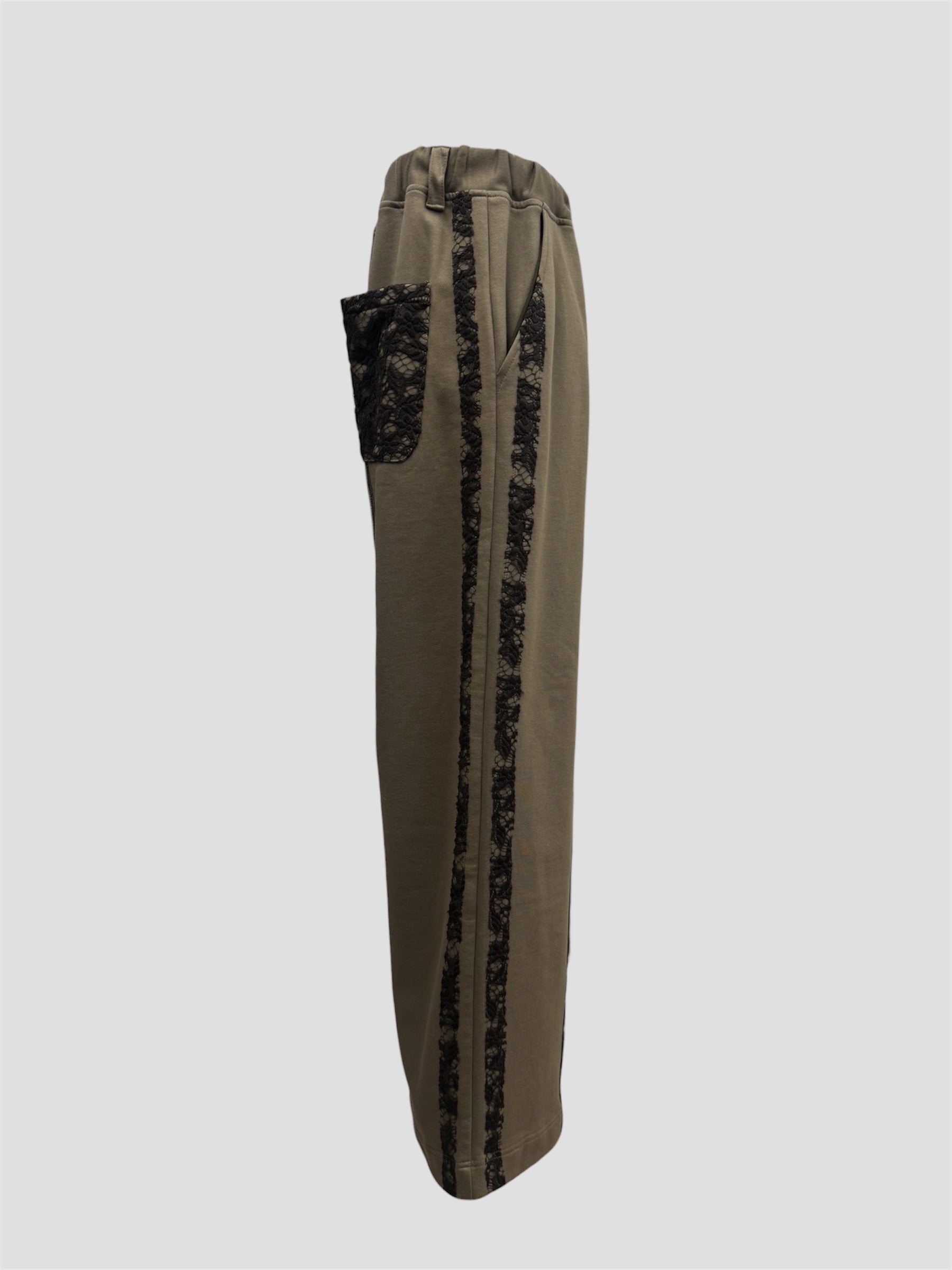 Line lace wide sweat pants(Coffee)