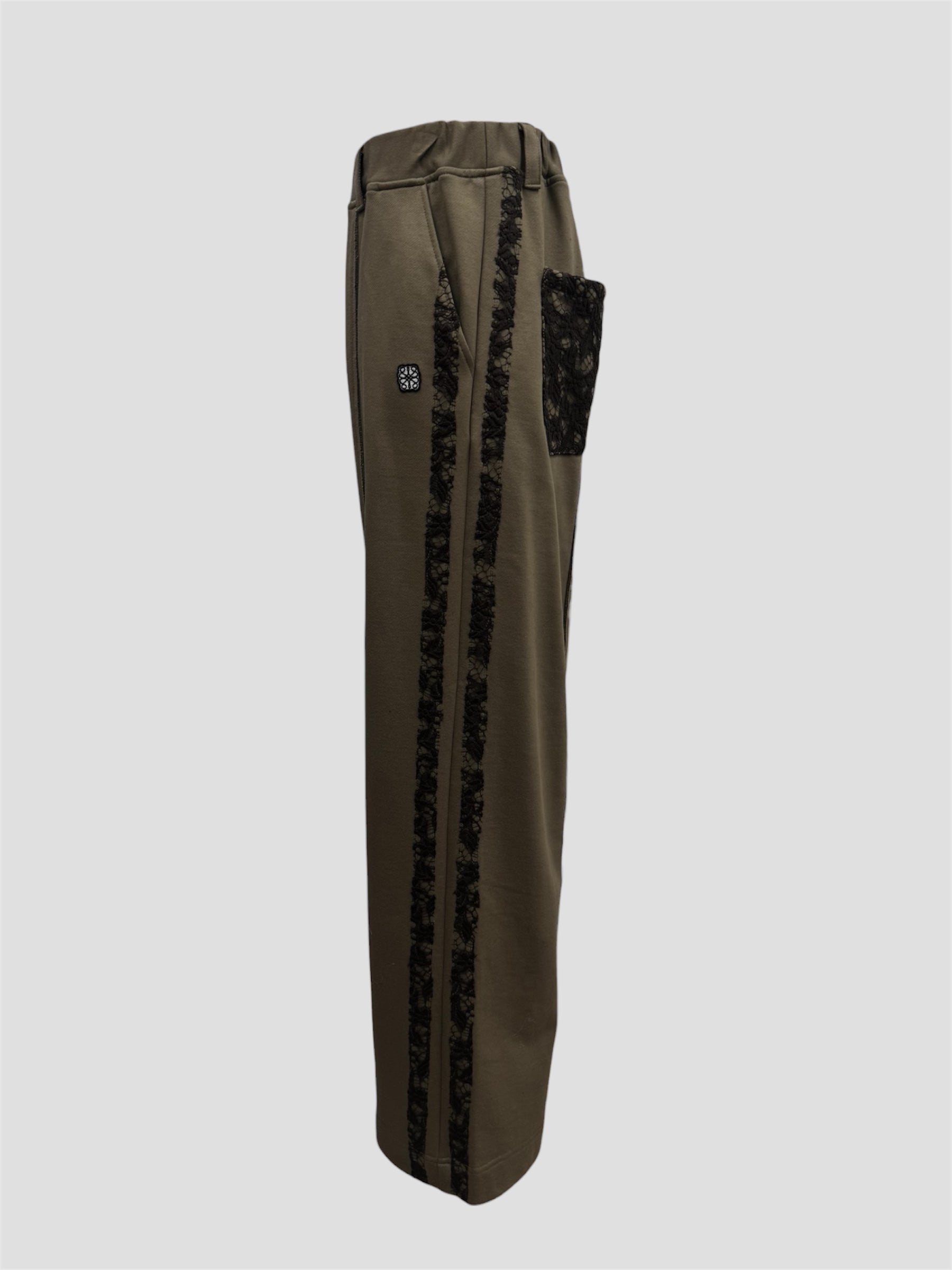 Line lace wide sweat pants(Coffee)
