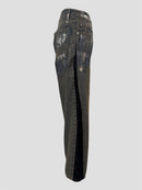 Foil stamping denim pants(Blue Brown)