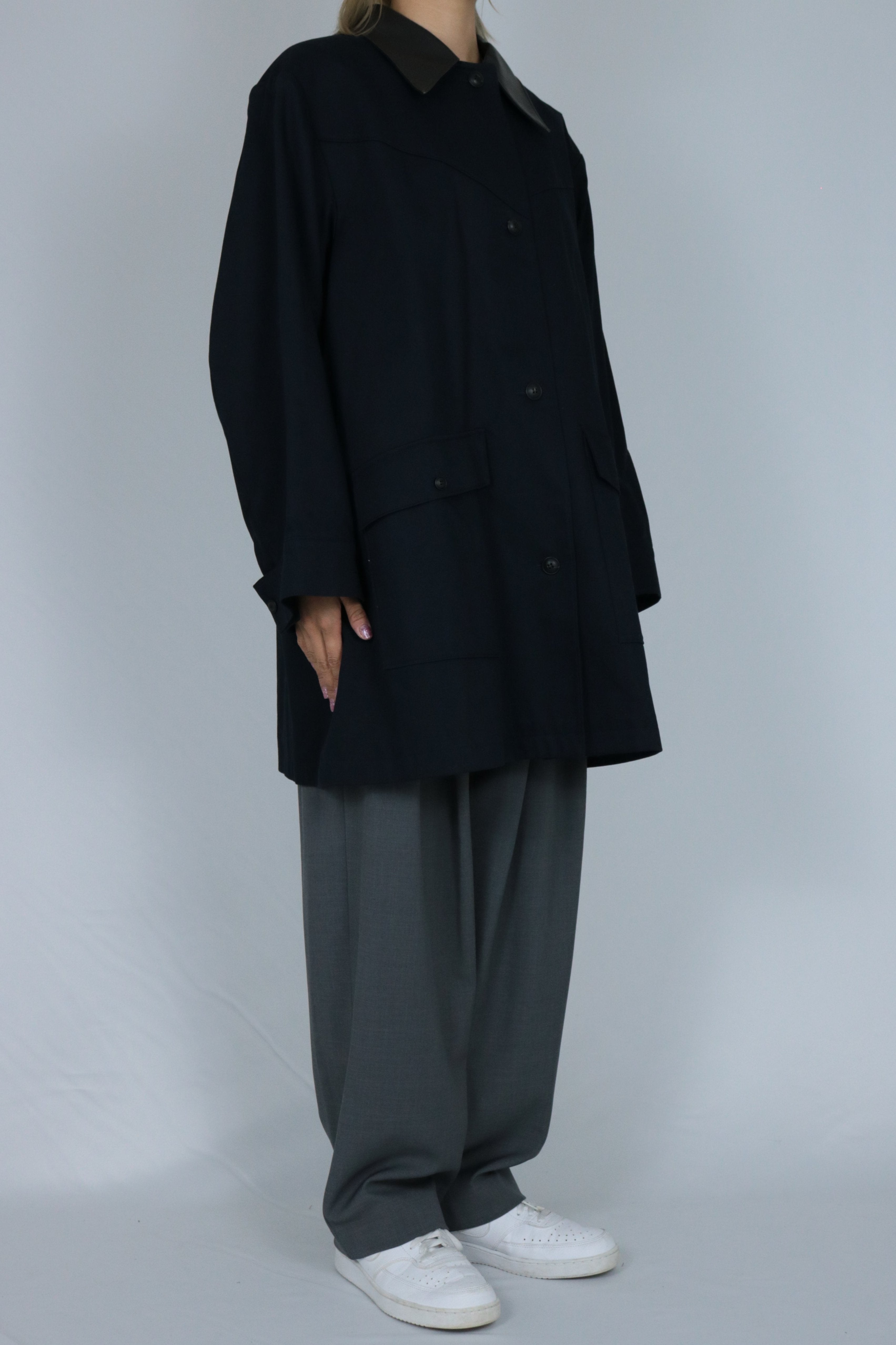 Big collar over size coat