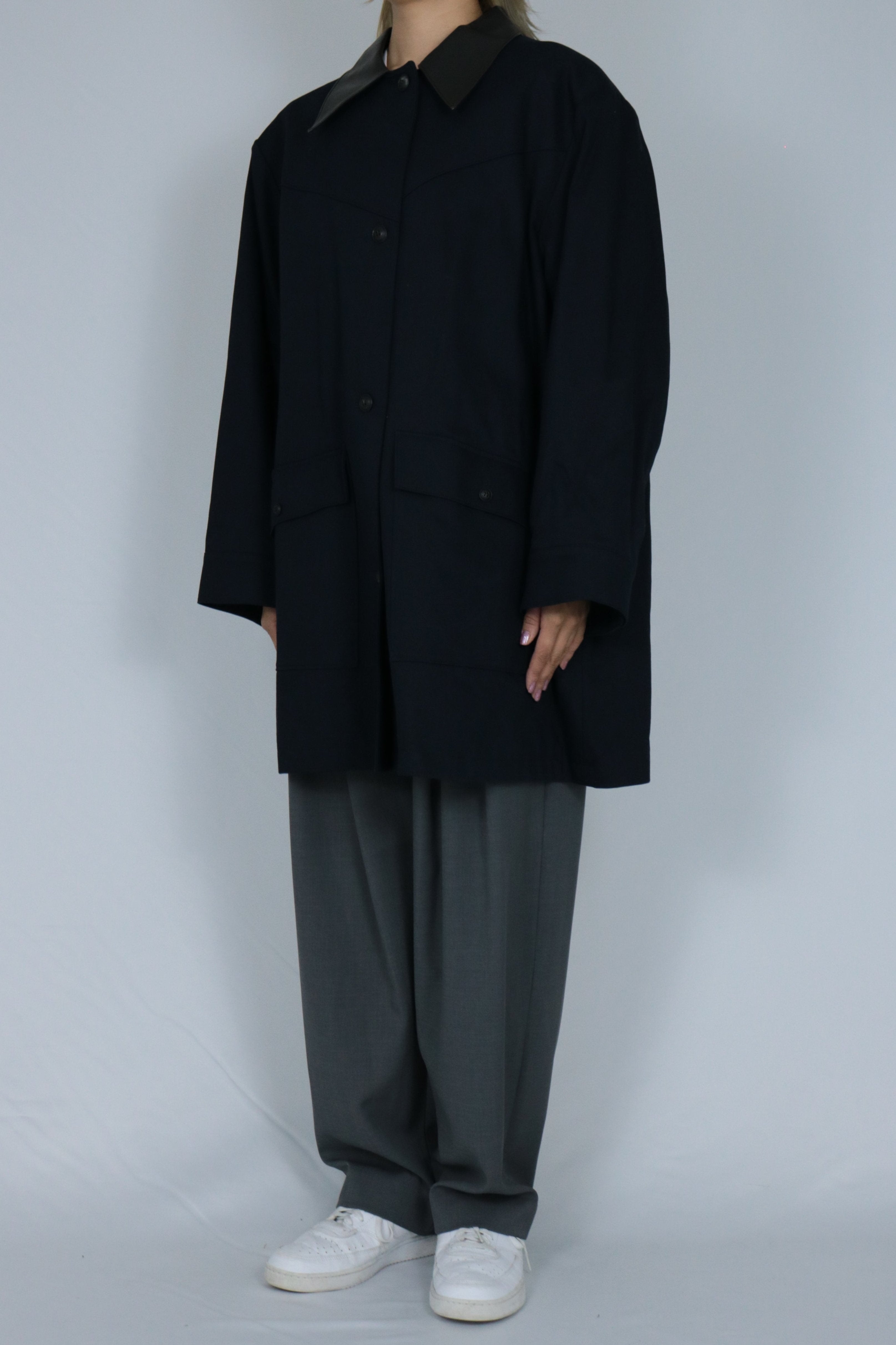 Big collar over size coat