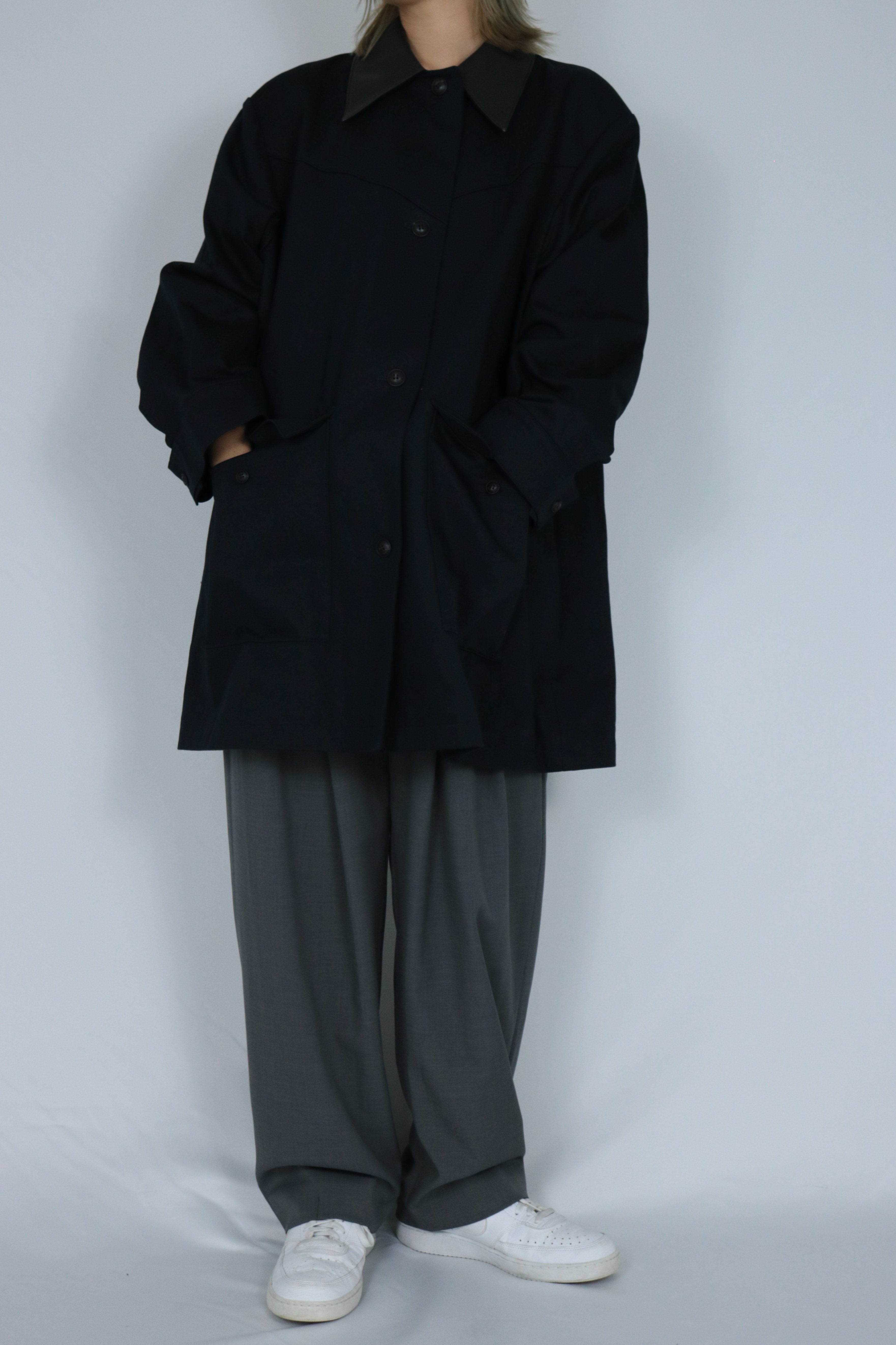 Big collar over size coat