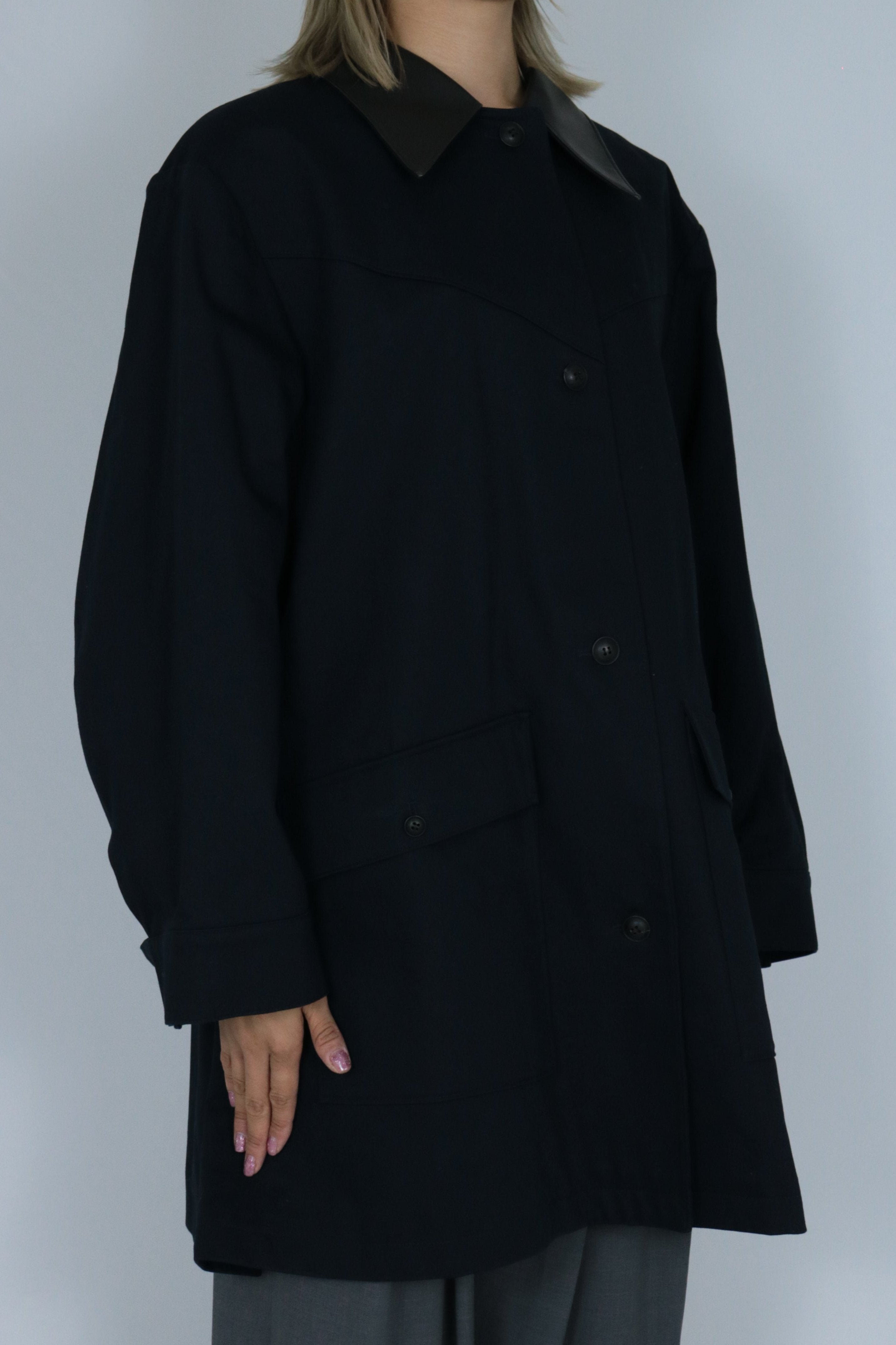 Big collar over size coat