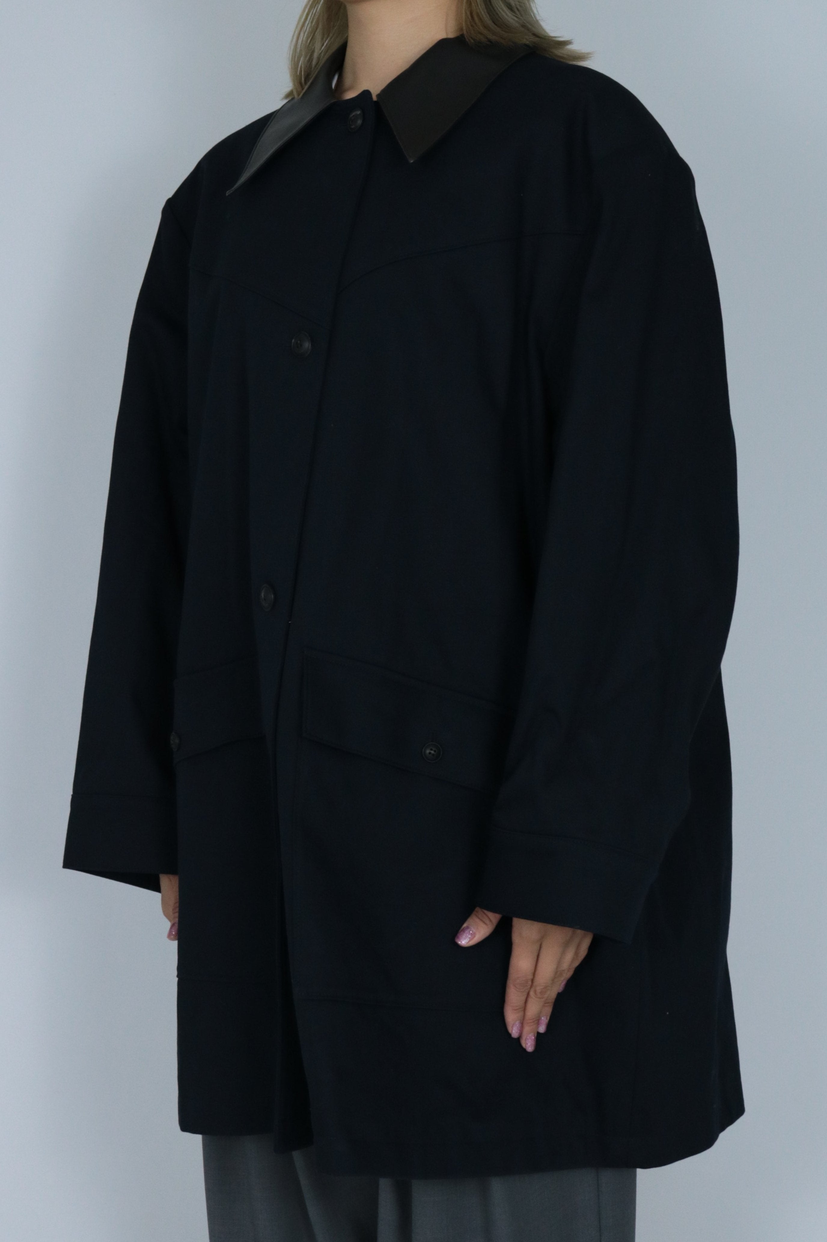 Big collar over size coat